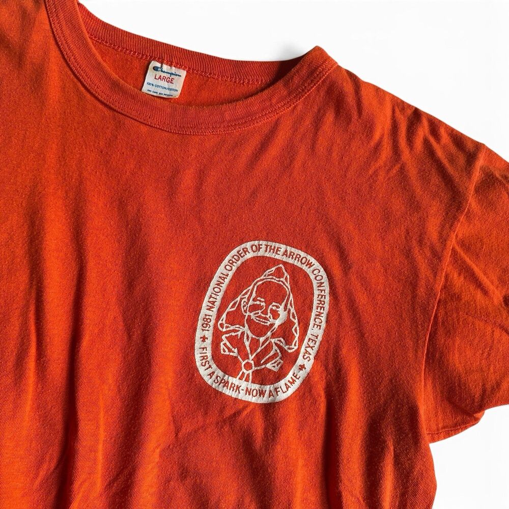 VTG 80s Boy Scouts of America National Order Arrow Conference (NOAC) S Orange T
